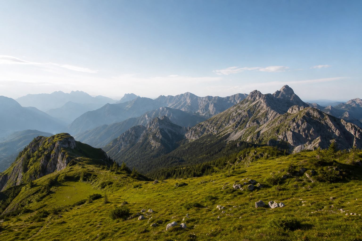 Bayerische Alpen bei klarem Wetter